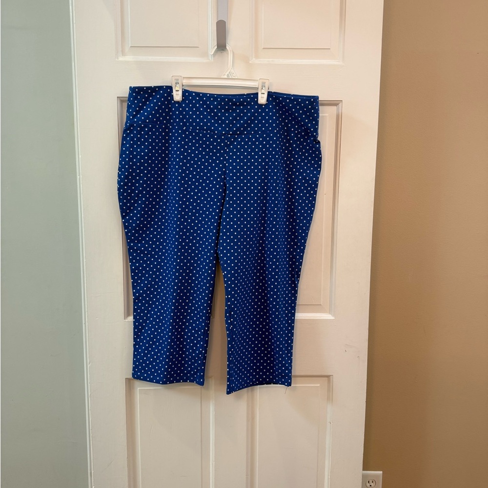 Kim Rogers Curvy Blue Polka Dot Capri Pants size 2X
